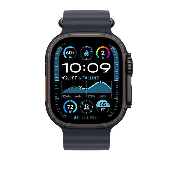 Apple Watch з темно-синім ремінцем Ocean Band Navy на руці &ndash; модель MYPA3