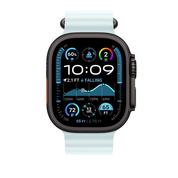 Apple Watch з ремінцем Ocean Band Ice Blue на зап&rsquo;ясті &ndash; модель MYP83