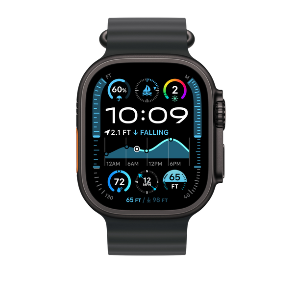 Apple Watch з чорним ремінцем Ocean Band Black на зап&rsquo;ясті &ndash; модель MYPD3