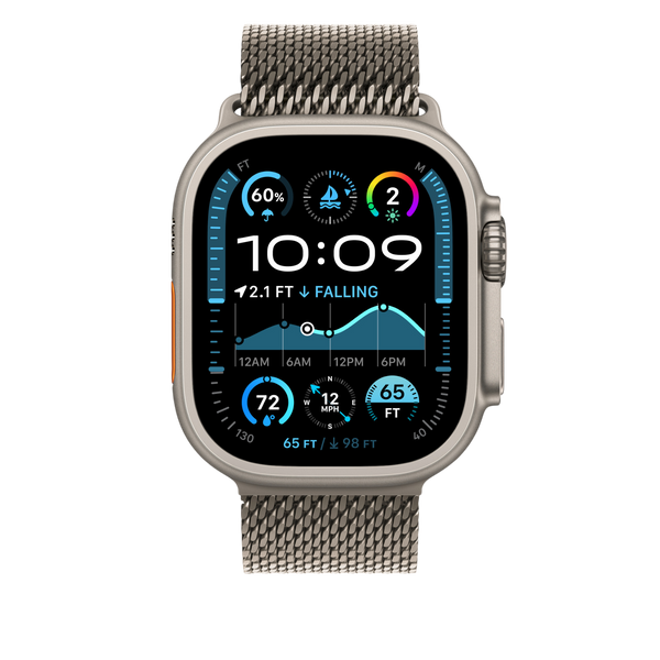 Apple Watch з ремінцем Milanese Loop Natural Titanium Large на зап&rsquo;ясті &ndash; MXKE3