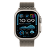 Apple Watch з ремінцем Milanese Loop Natural Titanium Large на зап&rsquo;ясті &ndash; MXKE3