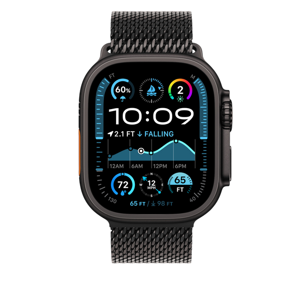 Apple Watch з чорним ремінцем Milanese Loop Medium на руці &ndash; MXKG3