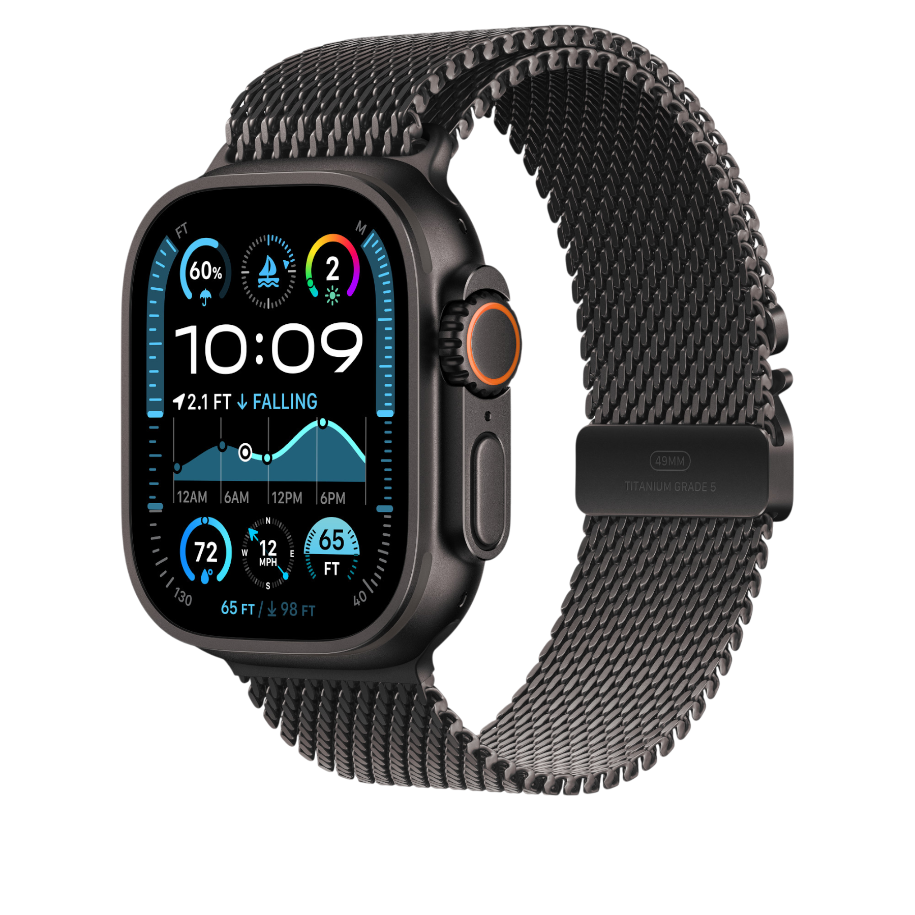 Ремінець Apple Milanese Loop Black Titanium для Watch 44/45/46/49mm - Medium (MXKG3)