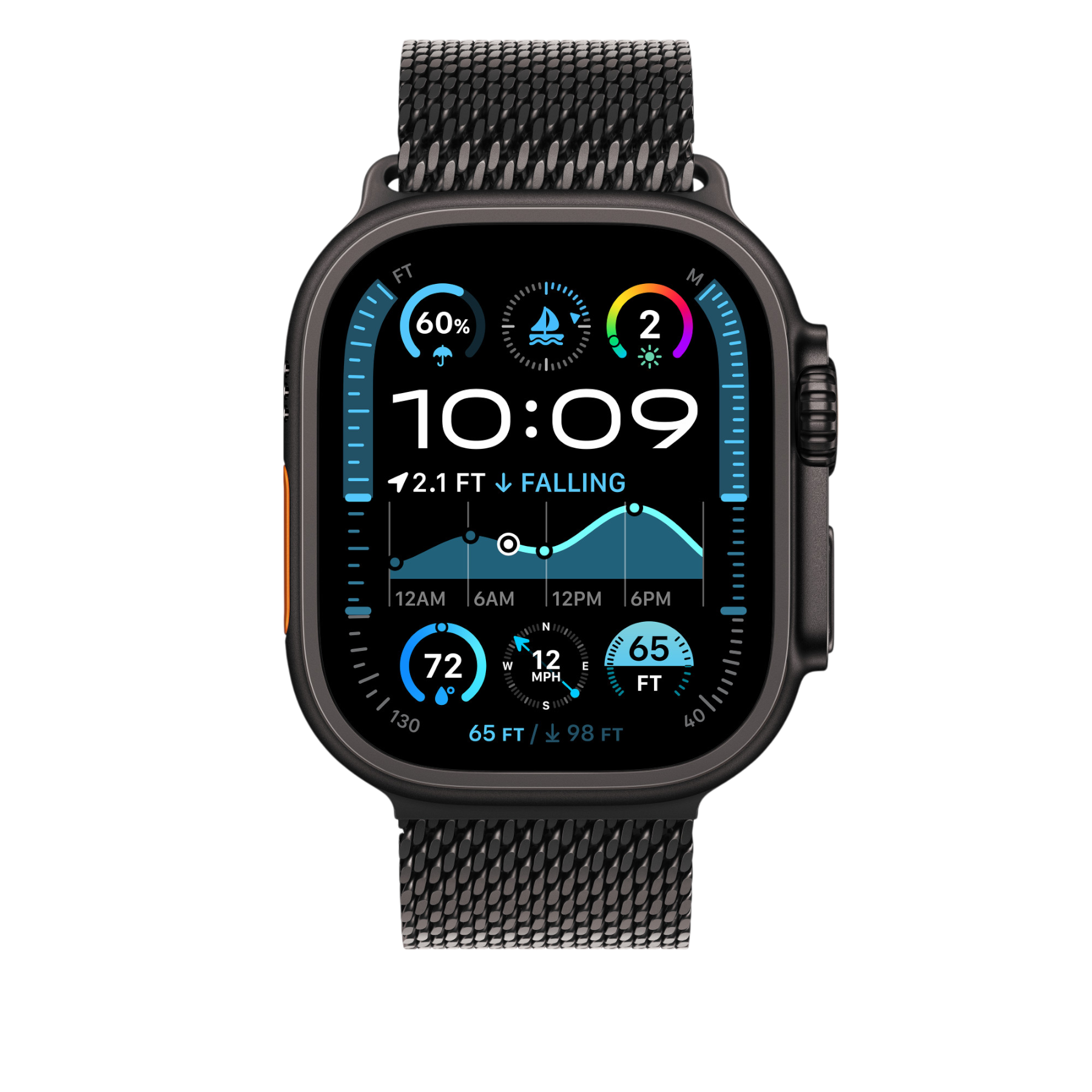 Ремінець Apple Milanese Loop Black Titanium для Watch 44/45/46/49mm - Large (MXKH3)