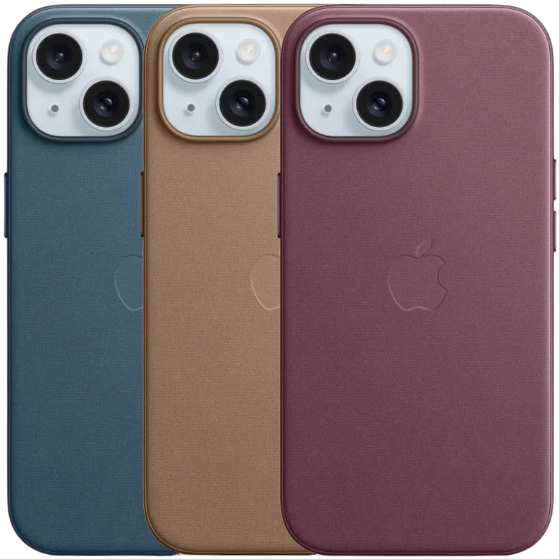 Боковой вид чехла Apple iPhone 15 Plus FineWoven Case с MagSafe, демонстрирует изящную форму и защиту кнопок